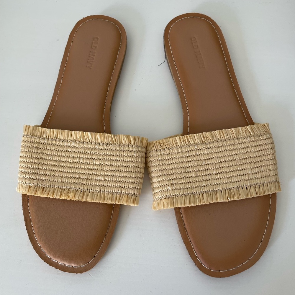 Woven Rattan Slide Sandals